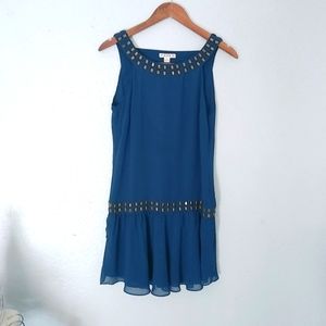 XXI M Feminine Teal Blue Drop Waist Mini Dress - 20s Style